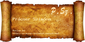 Prácser Szimóna névjegykártya